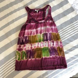 Joie Silk Tie Dye Racer Back Sleeveless Blouse